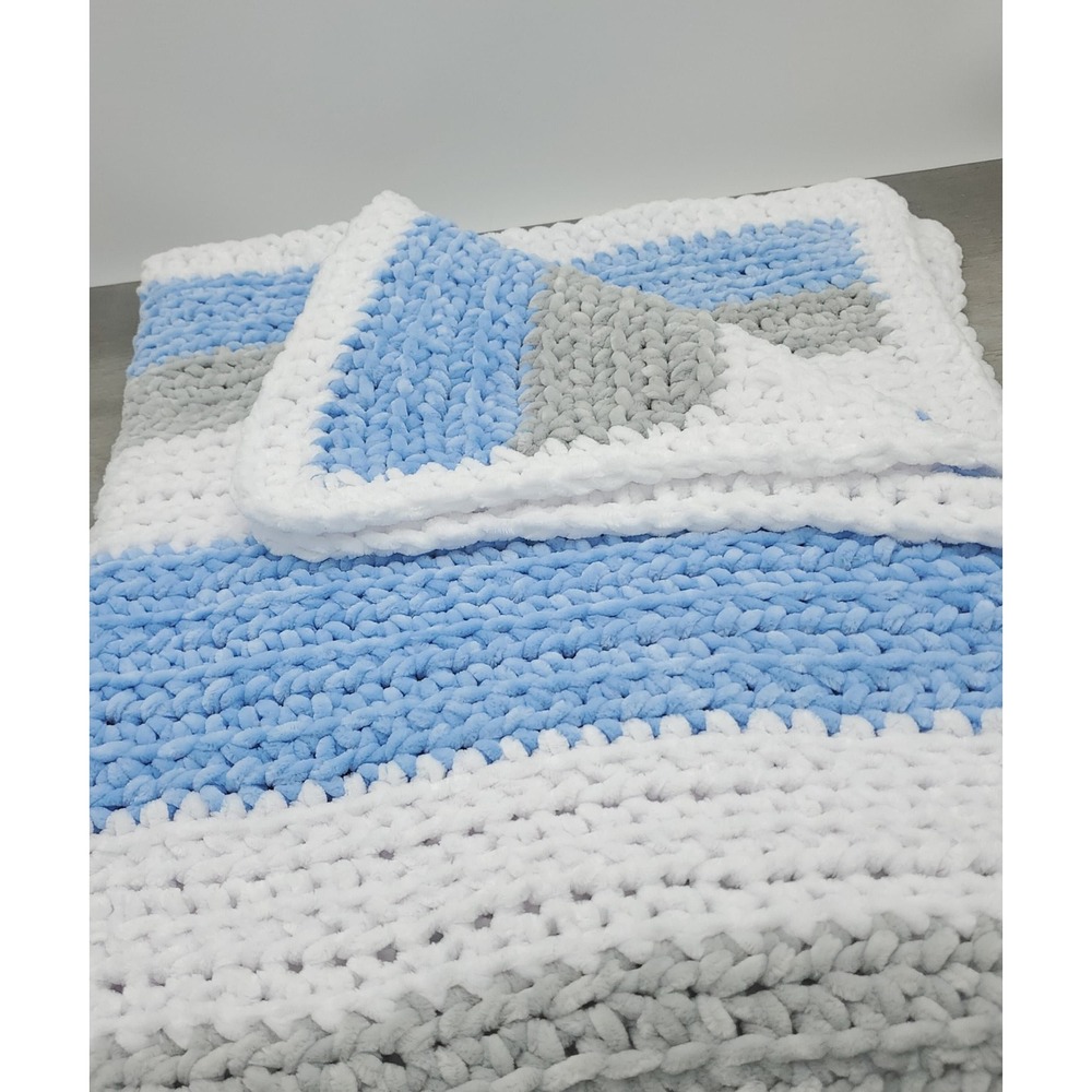 Crochet Chenille Blanket for Kids, Crochet Afghan, Children's Security Blanket - Picture 5 of 8